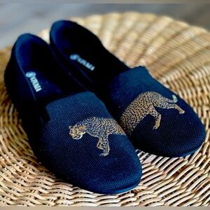 VIVAIA LEOPARD On BLACK KNIT BALLET FLATS